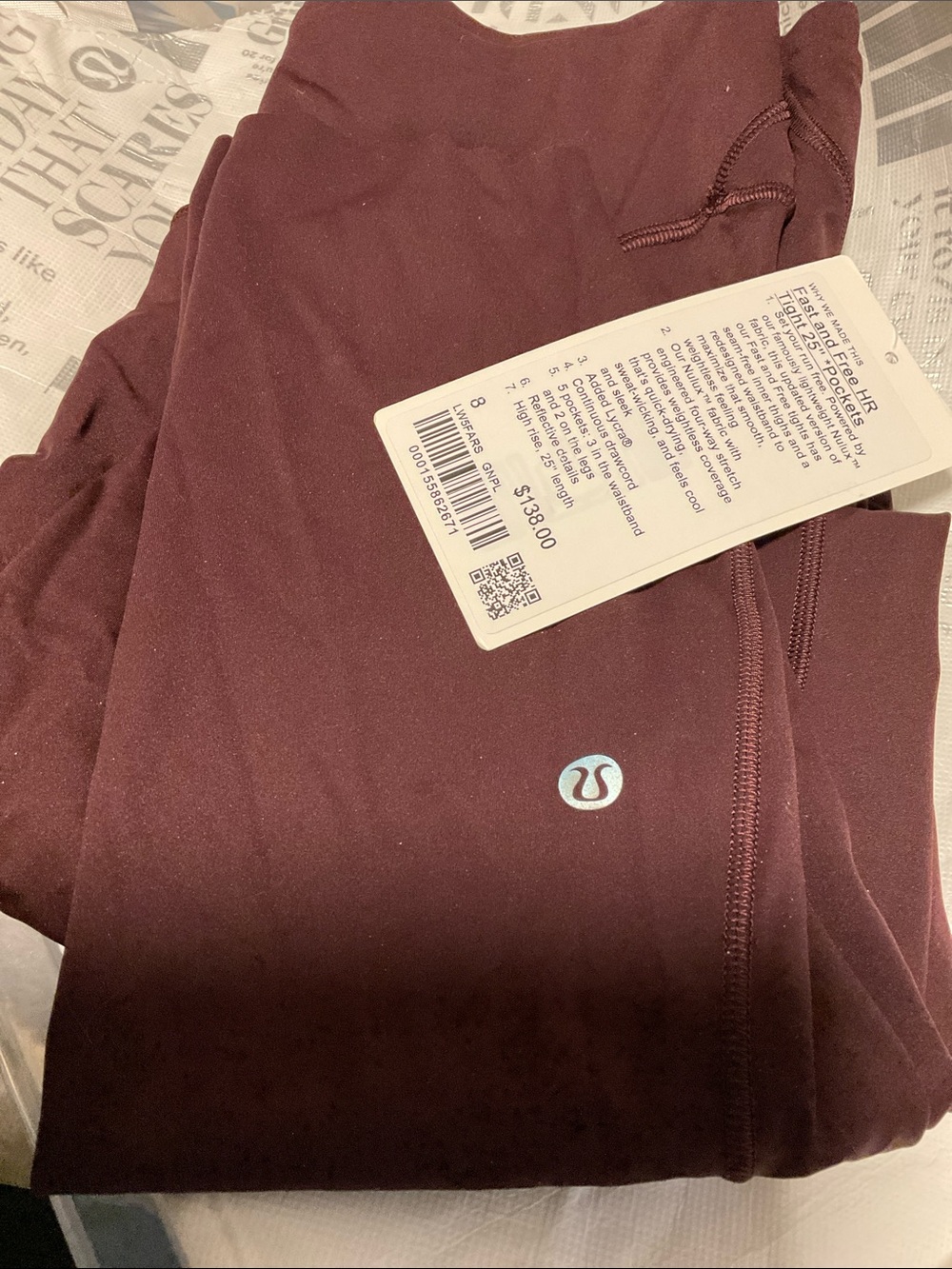 G-Lululemon Fast and Free HR Tight 25” pockets